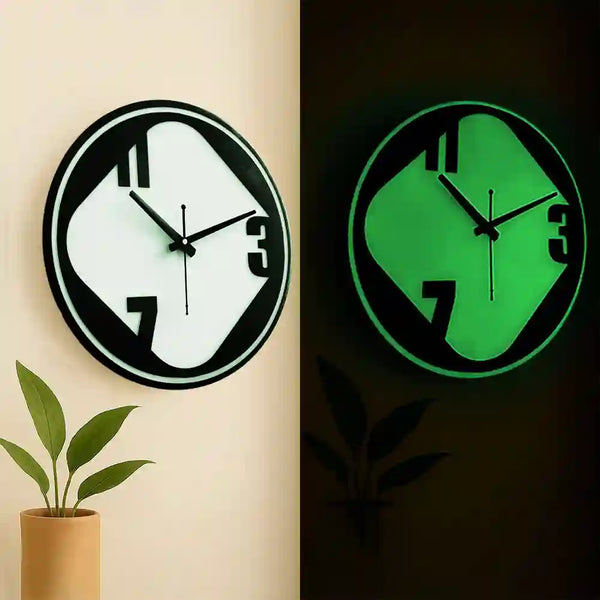 3 7 11 | Modern Abstract Art | Wall Clock | Glow in Dark
