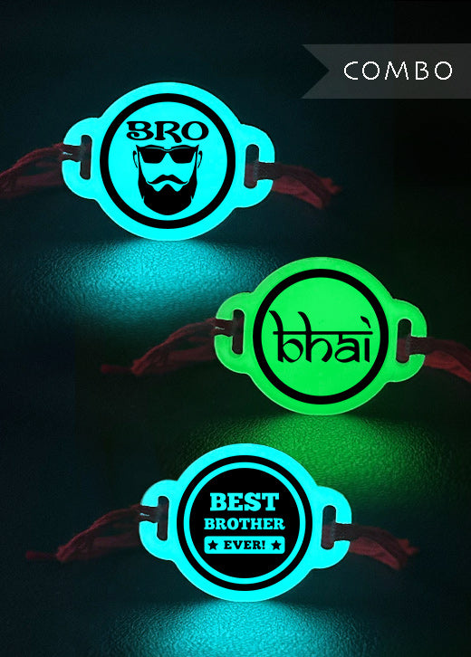 Combo | Bhai | Best brother ever | Bro | Rakhi | Glow in Dark