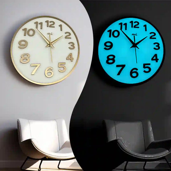 Golden | Classic Digits (Modern) | Wall Clock | Glow in Dark | Without Glass lid