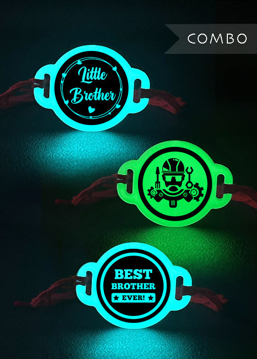 Combo | Engineer | Little Brother | Best Brother Ever | Rakhi | Glow in Dark
