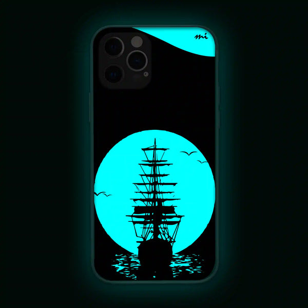 Ship In Front of Moon 1 | Abstract | Glow in Dark | Phone Cover | Mobile Cover (Case) | Back Cover