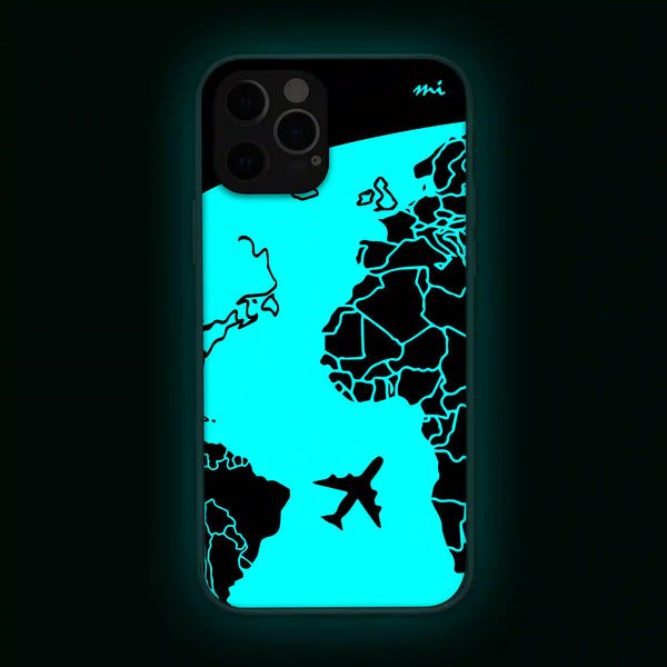 Plane Flying Over Continents | Abstract | Glow in Dark | Phone Cover | Mobile Cover (Case) | Back Cover