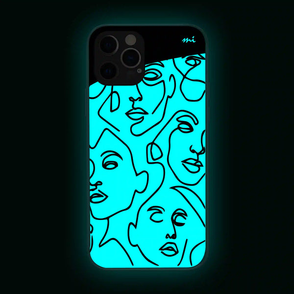 Face Line Art | Abstract | Glow in Dark | Phone Cover | Mobile Cover (Case) | Back Cover