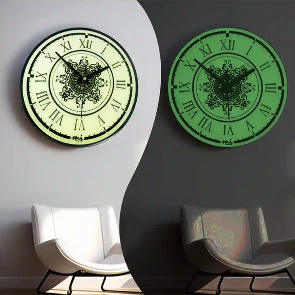 Mandala Design with Roman Digits | Wall Clock | Glow in Dark