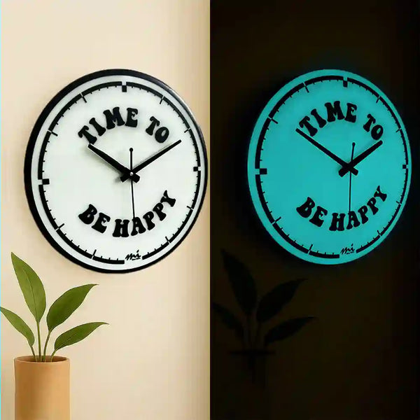 Time to be Happy | Positive Quotes | Wall Clock | Glow in Dark