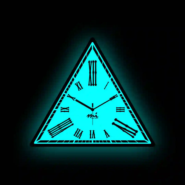 Triangle Shaped Classic Digits (Modern) | Wall Clock | Glow in Dark