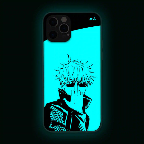 Middle Finger | Gojo | Jujutsu Kaisen | Anime | Glow in Dark | Phone Cover | Mobile Cover (Case) | Back Cover